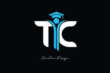 TC Creative Education monogram Logo Design Academic Graduation Symbol with Student Icon for Learning, Training & Professional Branding