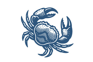 Crab engraving style seafood marine animal illustration vector