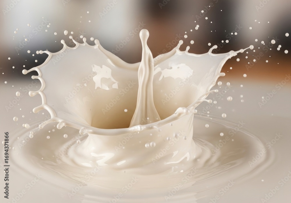 Aufkleber a dynamic splash of white liquid erupts from a calm surface forming a central column and an outward 