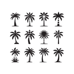 Palm Tree Icon Set – Tropical Vector Illustrations Collection