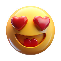 Yellow emoji with red heart eyes and open mouth emoticon