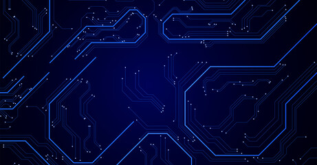 Technology Circuit Pattern Background in Dark Blue Style