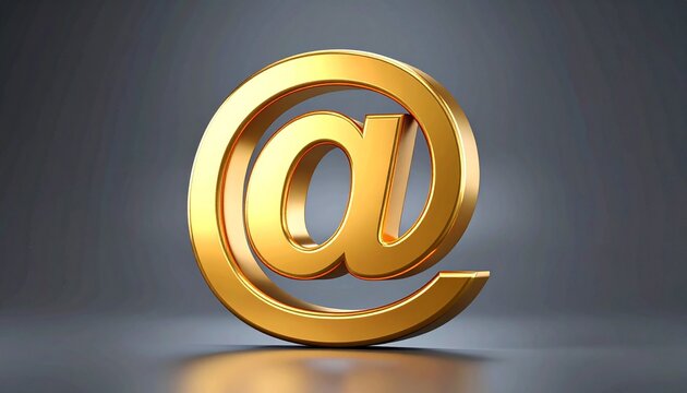 golden 3D &ldquo;@&rdquo; symbol on dark gradient background