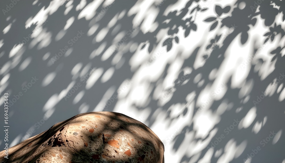 Aufkleber a mesmerizing display of shadows and light on a textured surface, cast by leaves
