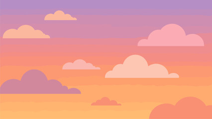 Dreamy Pastel Gradient Sky Background with Stylized Clouds