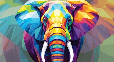 Colorful Geometric Elephant Portrait. (1)