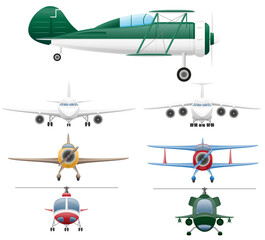 airplane and helicopter cartoon stock vector illustration isolated on white background