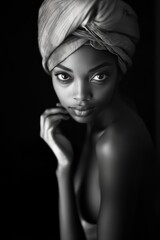 A afro American woman look at camera