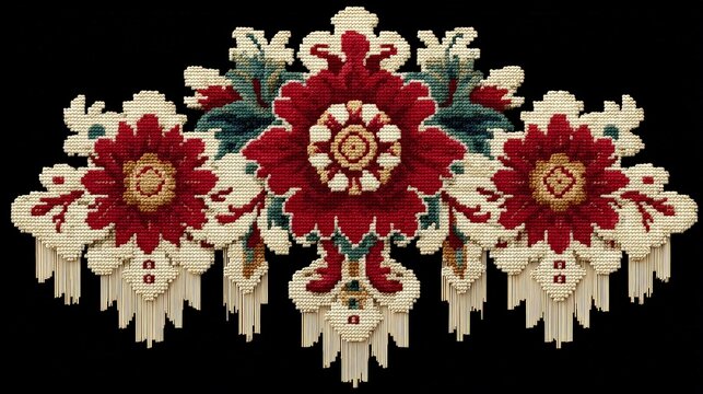 Russian Textile Motif with Binary Code Elements