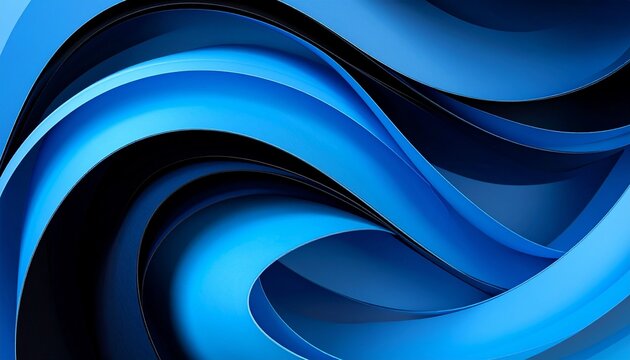 abstract flowing blue and black wave shapes with motion and depth