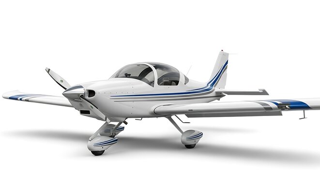 White singleengine airplane with isolated.