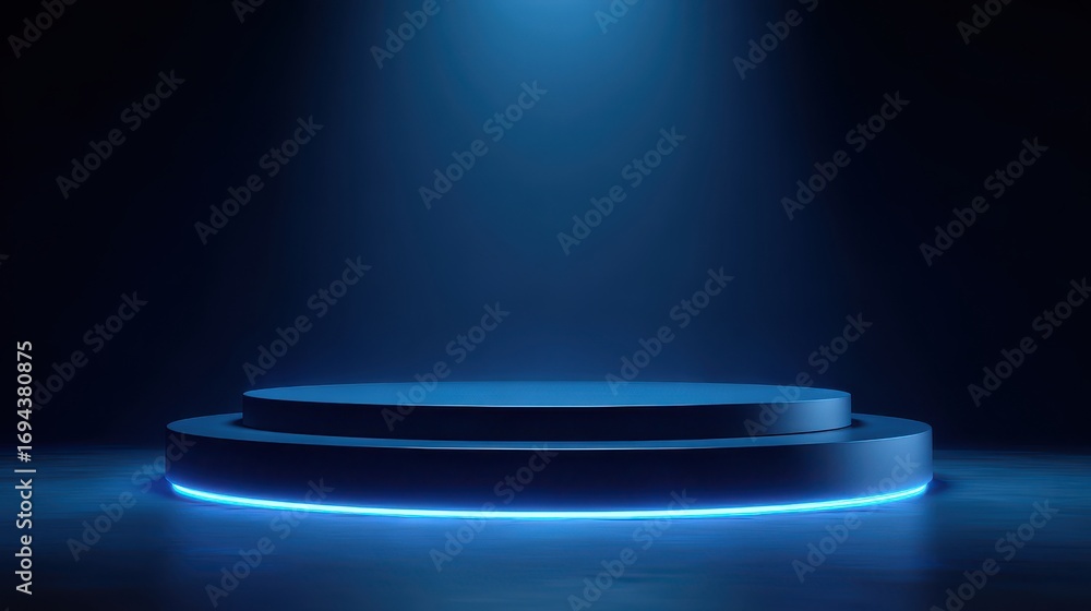 Poster stunning photo of dark blue stage podium 3d background product platform of empty scene presentation 