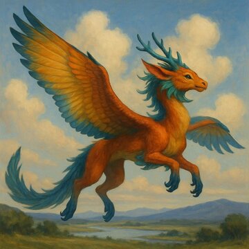 Dragon flying on the sky