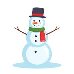 Cartoon snowman with a hat and scarf
