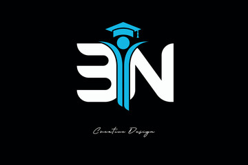  BN Creative Education monogram Logo Design Academic Graduation Symbol with Student Icon for Learning, Training & Professional Branding