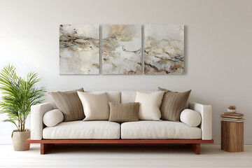 Modern living room showcasing trendy abstract art above cozy sofa perfect for home decor inspiration and interior design projects with a stylish vibe