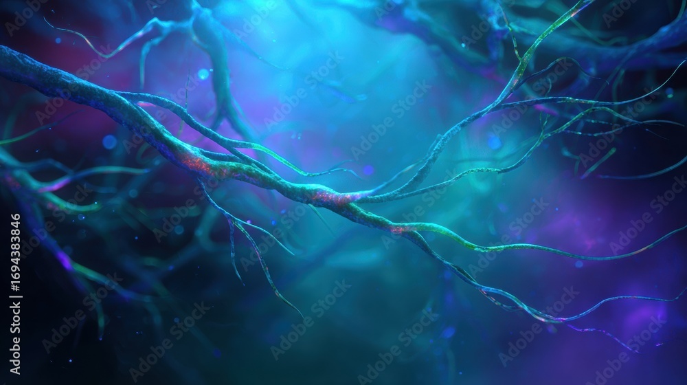 Aufkleber colorful and intricate close-up of abstract branched structures in a mystical environment