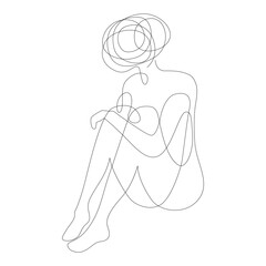 One Line Drawing of a Sitting Woman