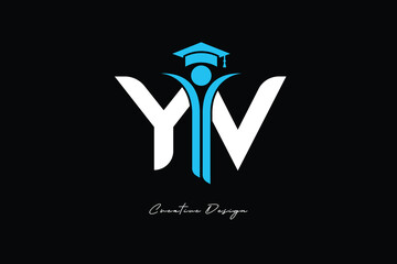YV Creative Education monogram Logo Design Academic Graduation Symbol with Student Icon for Learning, Training & Professional Branding