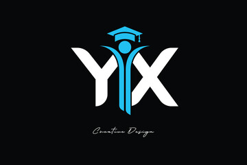 YX Creative Education monogram Logo Design Academic Graduation Symbol with Student Icon for Learning, Training & Professional Branding