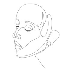 One Line Woman Face Drawing