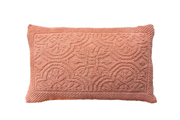 Pink knitted pillow