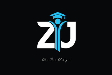 ZJ Creative Education monogram Logo Design Academic Graduation Symbol with Student Icon for Learning, Training & Professional Branding