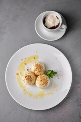 Delicious dessert with coffee