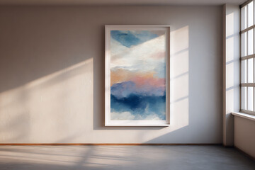 Elevate your space with a captivating abstract art print, bringing serene blues and soft hues to your home decor, perfect for modern interiors