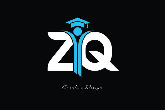 ZQ Creative Education monogram Logo Design Academic Graduation Symbol with Student Icon for Learning, Training & Professional Branding