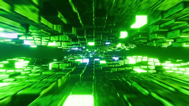 New green neon stone moved wall VJ loop background