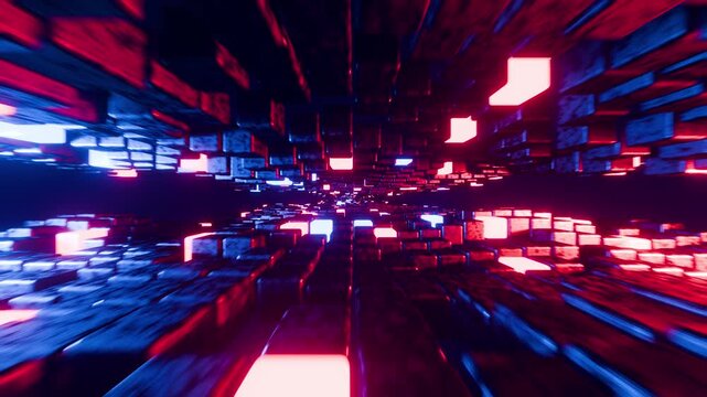 New red with blue stone moved wall VJ loop background