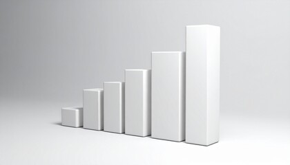 ascending white 3D bar graph on clean white background