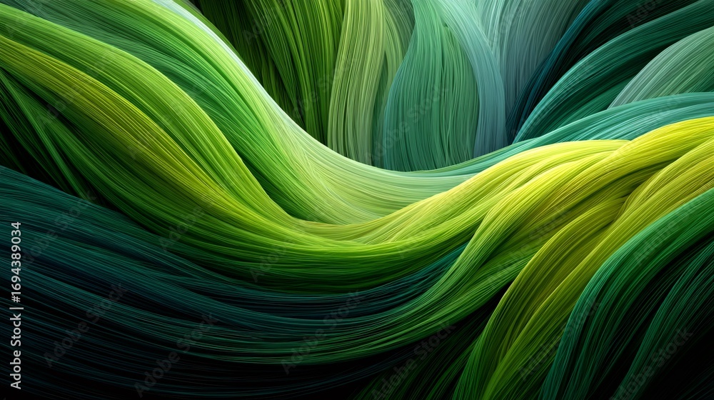 Poster green wavy lines creating abstract flowing design