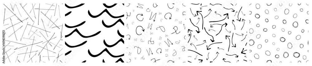 Poster set of seamless patterns with scribble smears