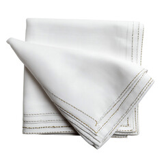 Elegant white linen napkins folded for dining table setting decoration isolated on transparent background