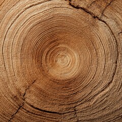 Naklejka premium Natural tree ring cross-section displaying annual growth patterns with authentic wood grain texture, perfect for sustainable materials and craftsmanship design concept.