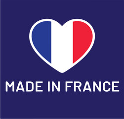 Made in france symbol colored heart shape vector.