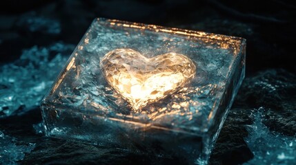 Heart of Ice - A Glowing Symbol of Love and Cold Beauty.