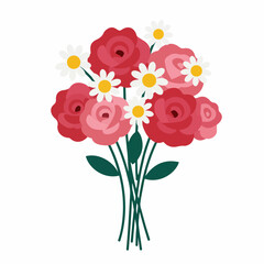 Fototapeta premium Vibrant bouquet of roses and daisies, perfect for celebrations and special occasions