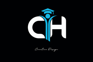 CH Creative Education monogram Logo Design Academic Graduation Symbol with Student Icon for Learning, Training & Professional Branding