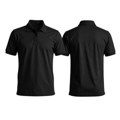  Men's black polo shirt template, front and back