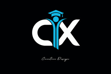 CX Creative Education monogram Logo Design Academic Graduation Symbol with Student Icon for Learning, Training & Professional Branding