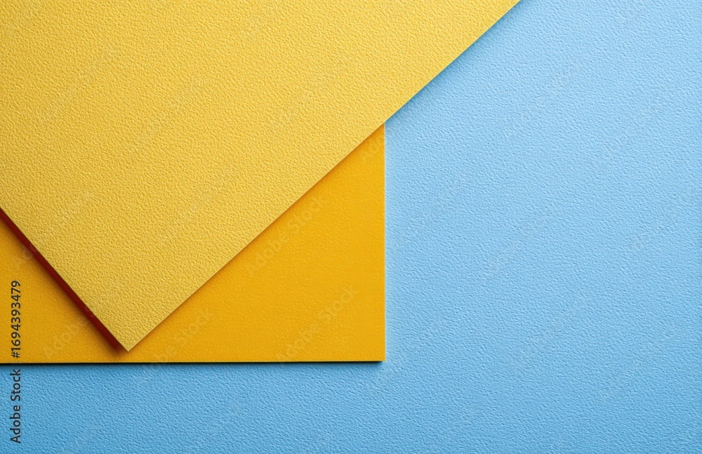 Poster modern abstract background with overlapping yellow and blue paper sheets for graphic design projects