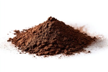 Pile of dark brown cocoa powder on white background (15)