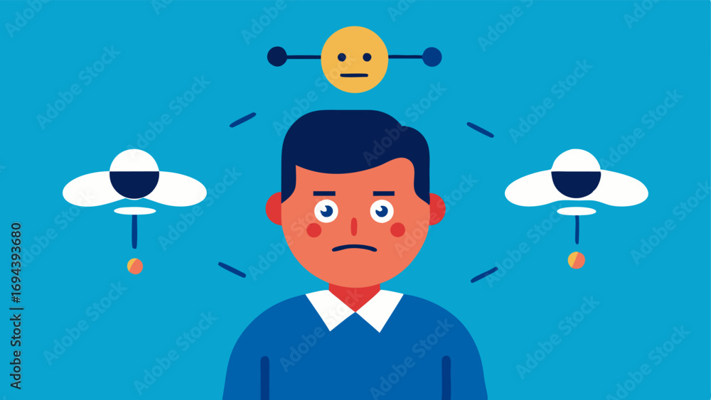 Poster emotional control the biohackers facial expressions change from calm to excited with corresponding c