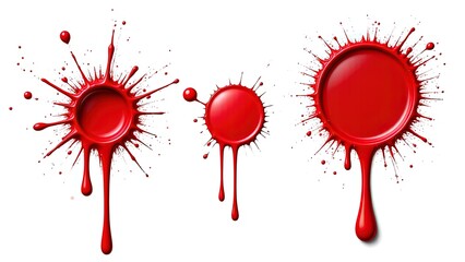 Colorful Red Paint Splashes on White Background for Artistic Design