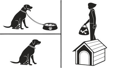 Dog food bowl doghouse pet owner vector 