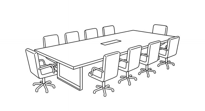 Conference room table and chairs illustration for business and meetings