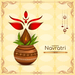 Beautiful Happy Navratri Indian festival celebration card with kalash